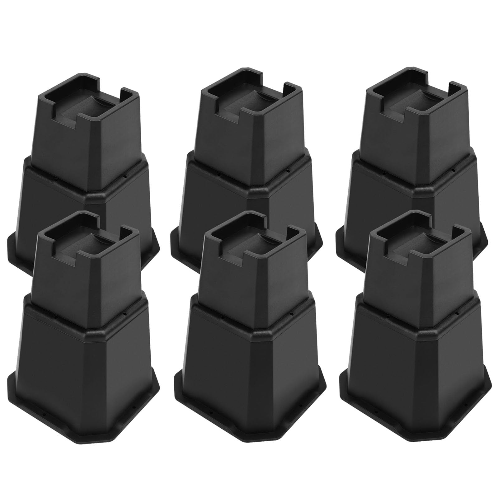 Photo 1 of shouwuhho Bed Risers 8 inch, Furniture Risers Elevation in Heights 8 Inch Heavy Duty, Bed Lift Risers for Caster Wheels or Posts of Bed Table Couch, Support up to 6000 lbs, Black, 6 Pack