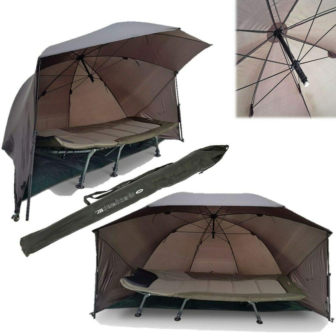 NGT FISHING UMBRELLA CARP SHELTER BROLLY WITH SIDES AND STORM POLES 60
