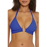 BECCA Women's Coast Halter Bikini Top, Adjustable, Tie Back, Swimwear Separates
