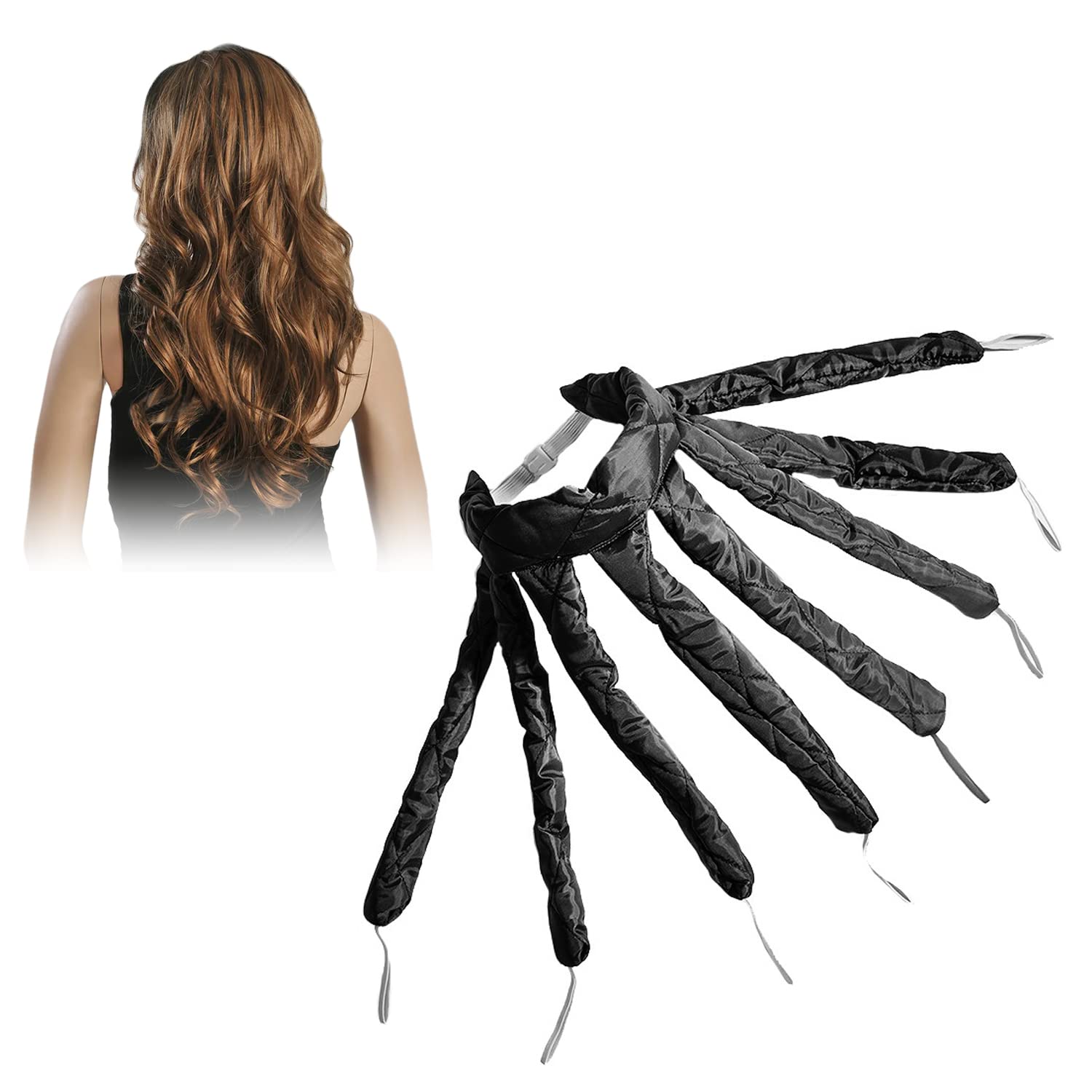 Octopus Heatless Curling Rod, Octopus Design Soft No Heat Curling Rod Headband Lazy Sleep Curlers for Overnight DIY Hair Styling Tools (Black)