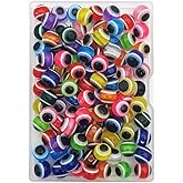 INSPIRELLE 100 Pieces 10mm Mixed Color Round Resin Turkish Evil Eye Beads for for Jewelry Bracelet Craft Making