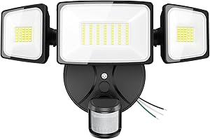 Onforu 75W LED Flood Light Motion Sensor Outdoor, 7000lm Dusk to Dawn Flood Light, Security Light with Three Head, IP65 Waterproof Exterior Floodlight, 6500k Wall Light for Entryway Stairs Yard Garage