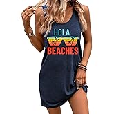 Funny Cute Sleeveless Letter Print Graphic Tank Dress for Women Summer Casual Beach Hawaiian Vacation Outfit