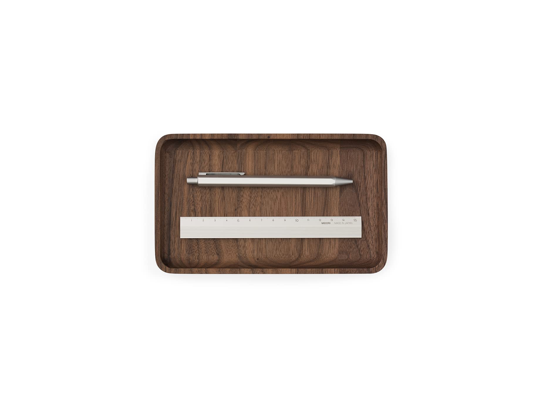 Oakywood Handcrafted wooden Catchall tray - Wooden desk organiser - Made in the EU - Natural wood desktop storage - Customizable in 3 Sizes - Natural Walnut - 20x12 cm (7.9"x4.7")