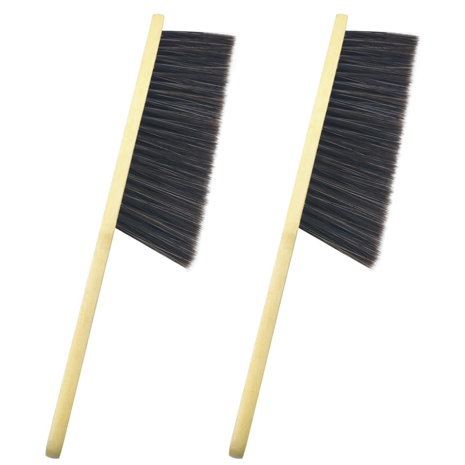 Photo 1 of 2 Pcs Hand Broom Brush, Wooden Handle Soft Bristle Cleaning Dust Brush?for Furniture, Bed, Car, Bench, Crevice Cleans, Sofa, Fireplace, Clothes (Straight Handle)