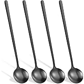 4Pcs Espresso Spoons, 5.24In Satin Black Demitasse Spoons Teaspoons Coffee Spoon Ideal for Coffee Iced Tea Sauces Eating, Stain Stainless Steel Durable & Stylish