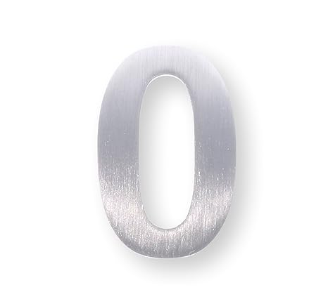 Individuelle Metall-Zahl “0” aus gebürstetem Edelstahl – Höhe 4cm – Hausnummer, Zimmerbeschriftung, Bürobeschriftung, Türsymb