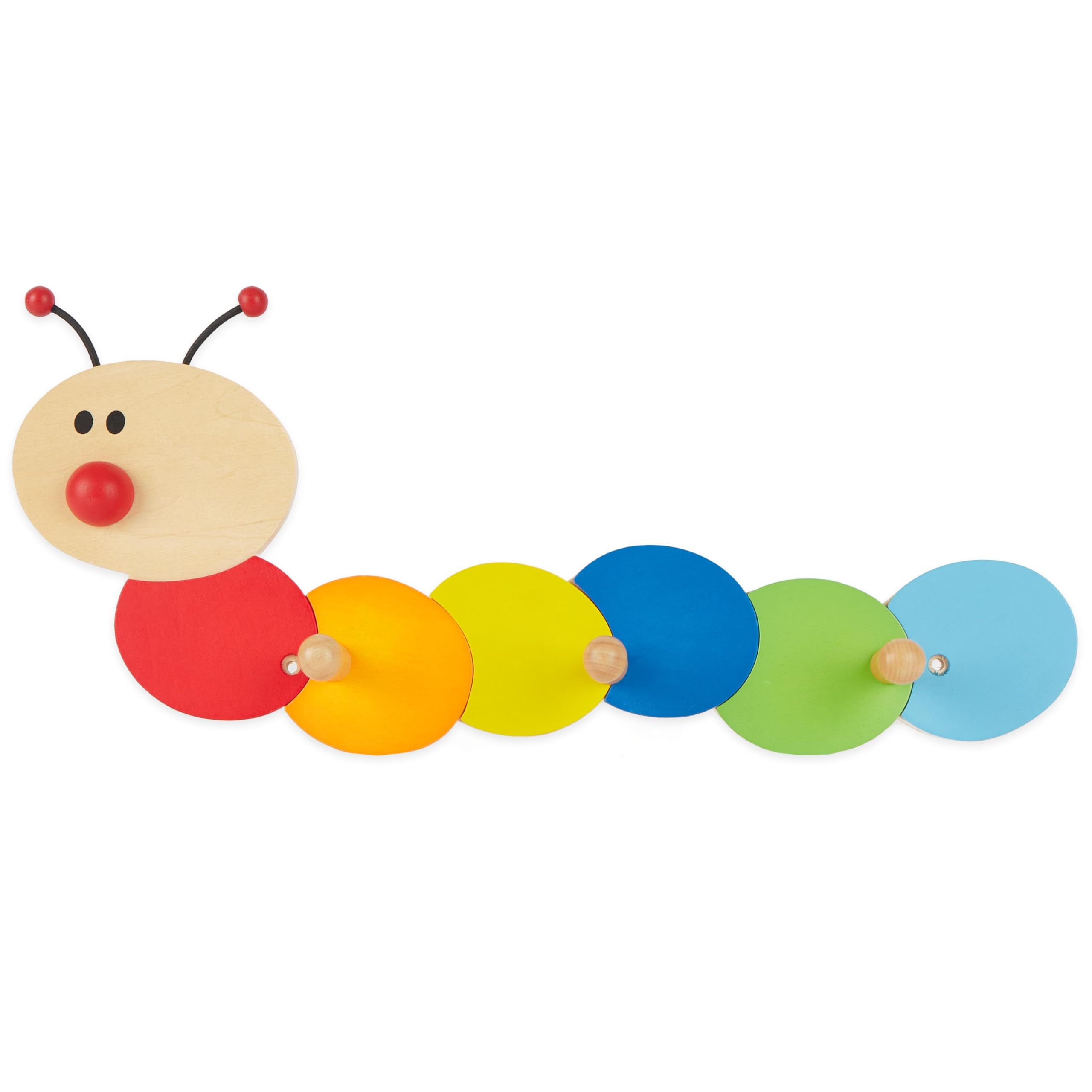 BIECO Caterpillar Children's Coat Rack | Wooden Kids Coat Rack with Hooks | Wall Mounted | Children's Hooks | for Kids 38 cm 3