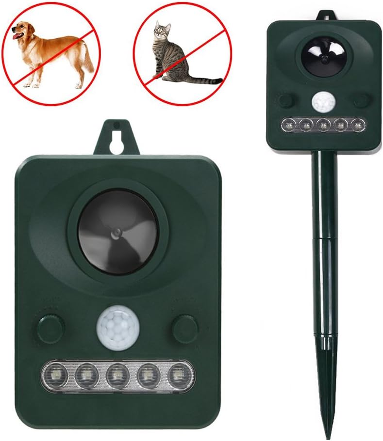 DonBot Ultrasonic Solar Powered Cat Repellent Animal Animal Repeller Scarer Outdoor Waterproof Mole Dog Cat Animal Deterrent for Yard, Lawn and Garden