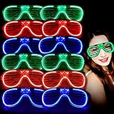 M.best 12 Pack LED Light Up Glasses Toys Party Favors, Glow in The Dark LED Shutter Shades Sunglasses Party Supplies for Kids and Adults (Set of 12 B)