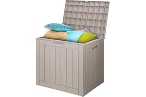 VEVOR Outdoor Storage Box, 31 Gallon Resin Deck Box, Backyard Outside Toy and Towel Storage Cabinet Waterproof, for Patio Fur