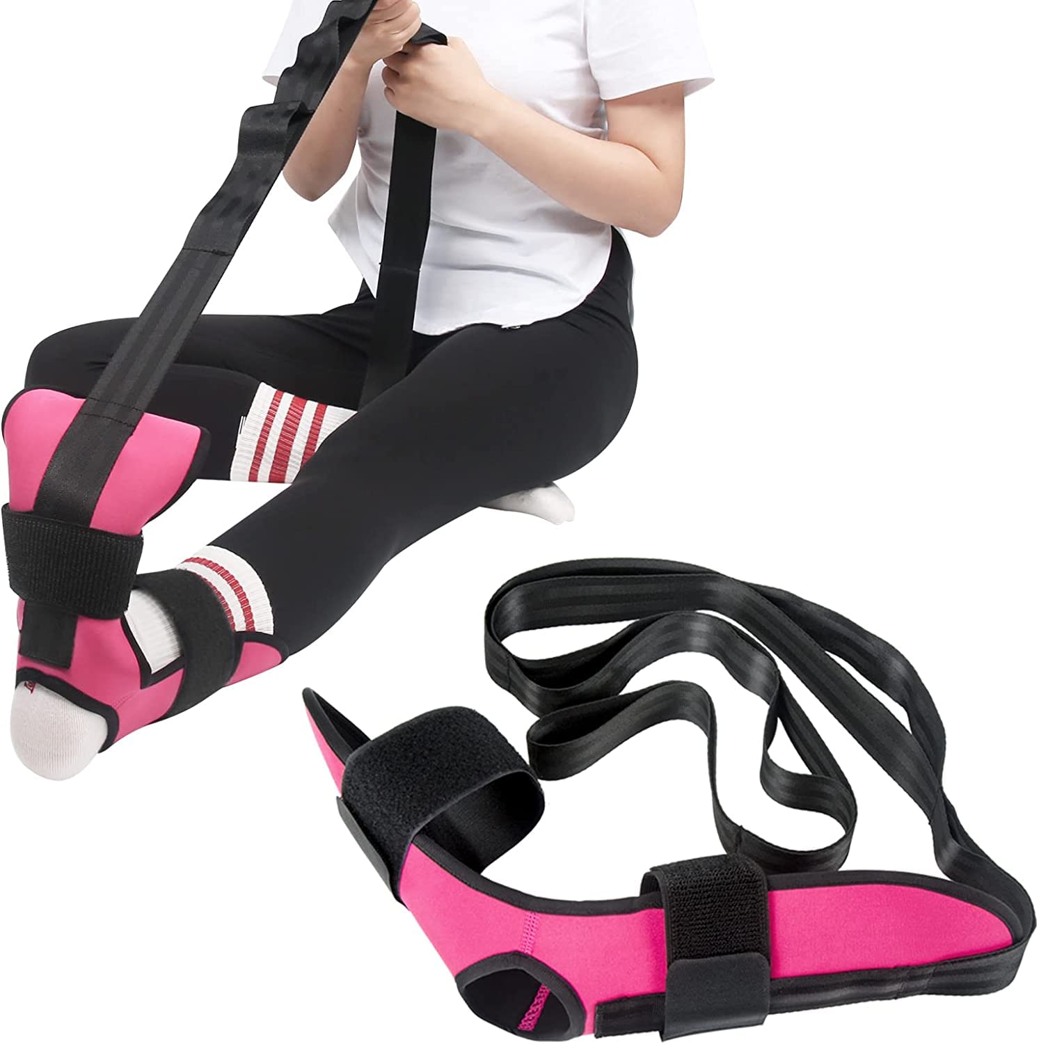 Foot and Calf Stretcher for Plantar Fasciitis, Heel Spurs, Foot Drop & Achilles Tendonitis, Improve Muscle Strength Yoga Stretching Strap Leg Stretcher for Thigh Calf and Hamstring, 1 Pc