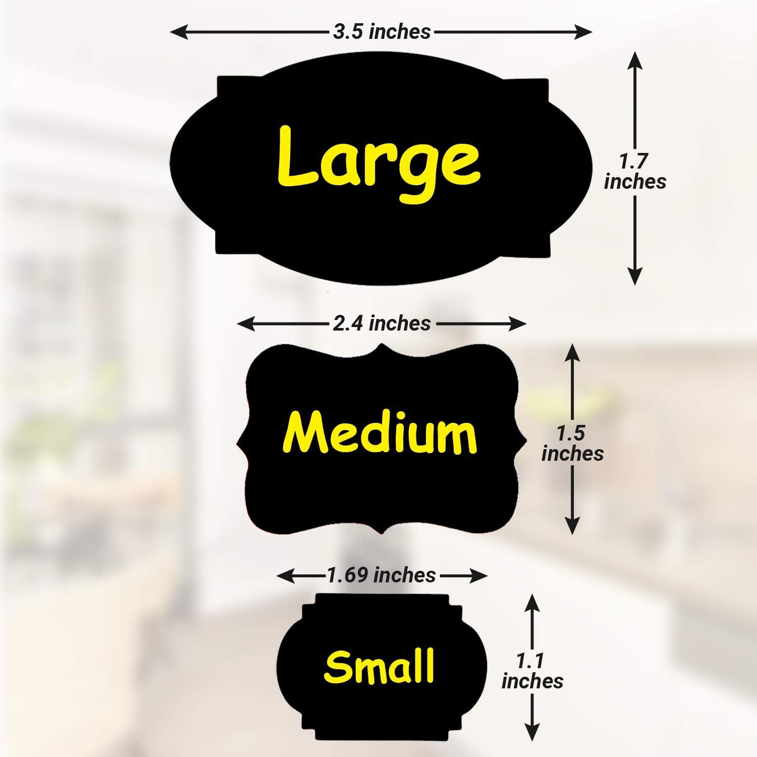 Chalkboard Labels 173 Pcs Pack, Reusable and Waterproof Stickers for Containers, Jars; Mason, Spice, and Glass, Blackboard Organizer for Kitchen and Pantry in Small, Medium, and Large with 2 Markers : Office Products