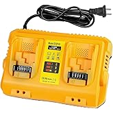 DCB102 20V MAX Battery Charger Replacement for Dewalt Battery Charger, 2 Port Charger Compatible with Dewalt 12V-20V Batteries