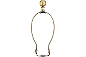 Canomo 1 Set 8 Inch Lamp Harp Lamp Shade Holder with Light Base and 3mm Ball Lamp Finial for Table and Floor Lamps (Antique Brass)
