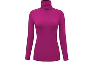 AUHEGN Women's Long Sleeve Lightweight Turtleneck Top Slim Fit Pullover T-Shirt (S-XXL)