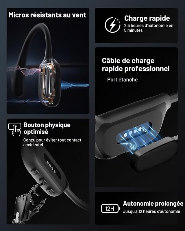 Casque Conduction Osseuse Natation, IPX8, MP3 8 Go, Bluetooth 6.0 — photo 8 sur 8