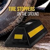 Pyle Car Wheel Stopper Blocks 2 Pack Heavy Duty Rubber Parking Curb Ramp view 9