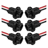 UHANBUT T10 W5W 194 Bulb Socket with Wire Pigtail, Universal LED Bulbs Pre-Wired Harness Sockets Adapter, Female Car Tail Light Connector Socket Accessories for Side Marker/Turn Signal Light (6PCS)