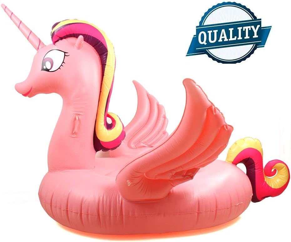 Pool Float Swimming Rings Giant Pink Unicorn Inflatable Rafts for Adults and Kids,73" Summer Holiday Party Vacation Beach Water Toys Swim Float Swimming Pool Lounge Raft for Friends