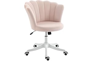 HOMCOM Velvet-Feel Office Chair, Armless Swivel Desk Chair with Adjustable Height, Backrest, Wheels, Padded Seat, Tilt Functi
