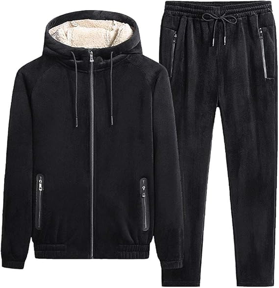 Men Big & Tall Casual 2 Piece Outfit Warm Fleece Loose Twopiece