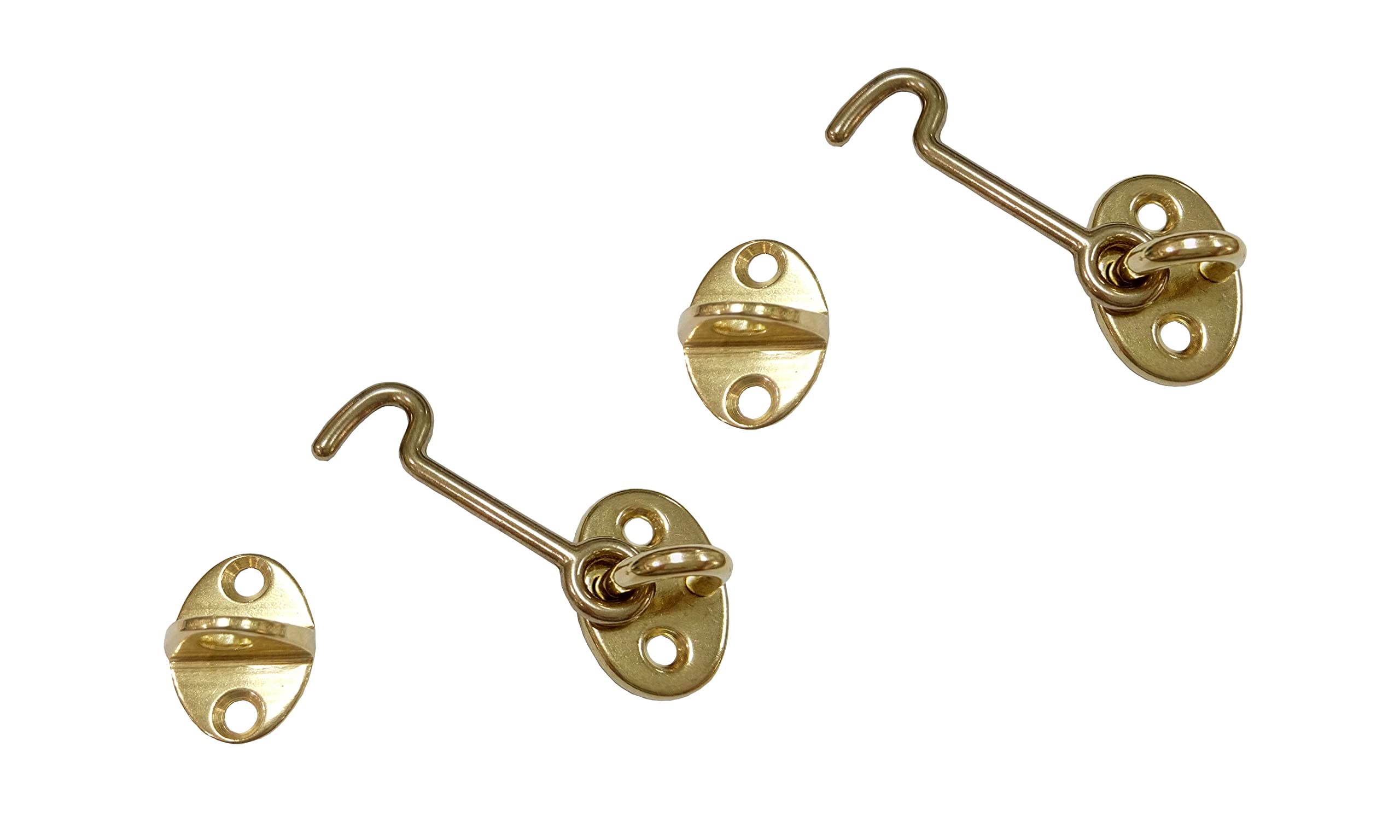Photo 1 of QCAA Forged Brass Cabin Hook Latch & Eye, 2-1/2", Vibrated Brass, 2 Pack