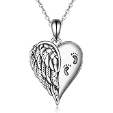 YFN Guardian Angel Wings Heart Necklace Sterling Silver Angel Wings Memorial Sympathy Jewelry for Women Girls Gifts