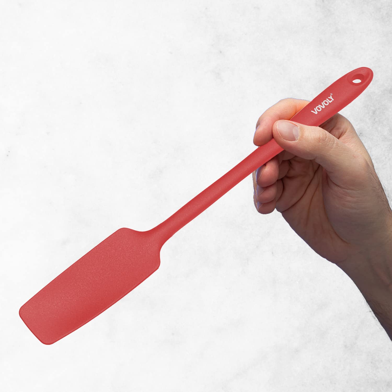 VOVOLY Silicone Jar Spatulas, Long Handle Jar Spatulas, 600ºF Heat Resistant Small Spatula, Seamless Design, Stainless Steel Core, BPA Free Spoonula (3, Mixed)