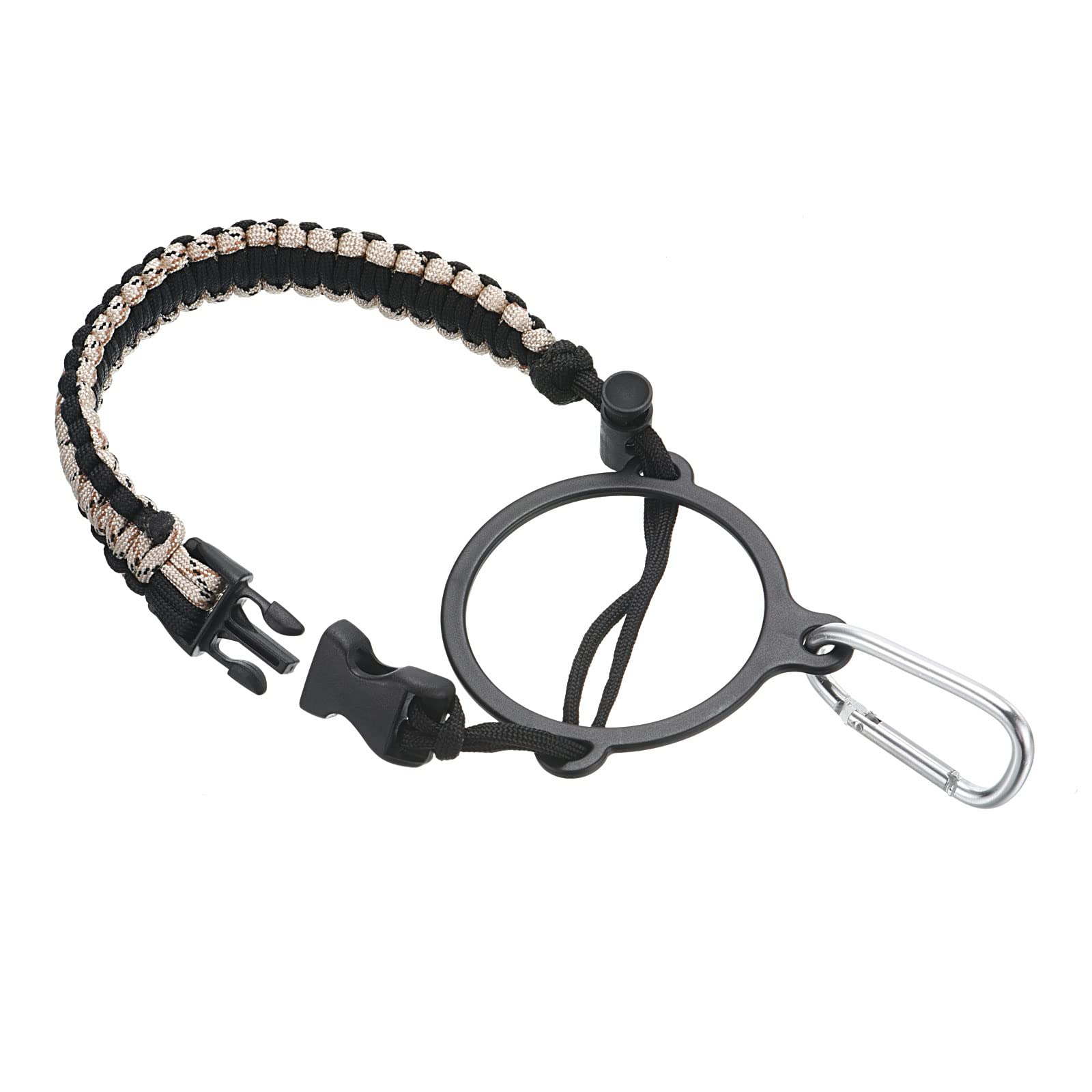 PATIKIL Water Bottle Holder, Paracord Handle Carrying Lanyard Strap Carrier with Ring for 12oz to 64oz Wide Mouth Bottles, White Camo, Black — image 1