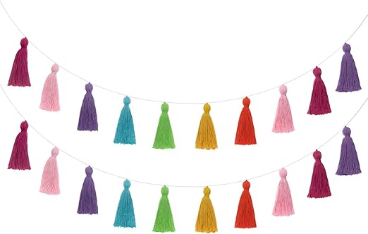 Amazon Com Mkono 2 Pack Cotton Tassel Garland Banner Colored