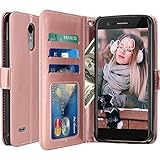 LG Stylo 3 Case, LG Stylo 3 Plus Case, LK Luxury PU Leather Wallet Flip Protective Case Cover with Card Slots and Stand for LG Stylo 3 / LG Stylo 3 Plus (Rose Gold)