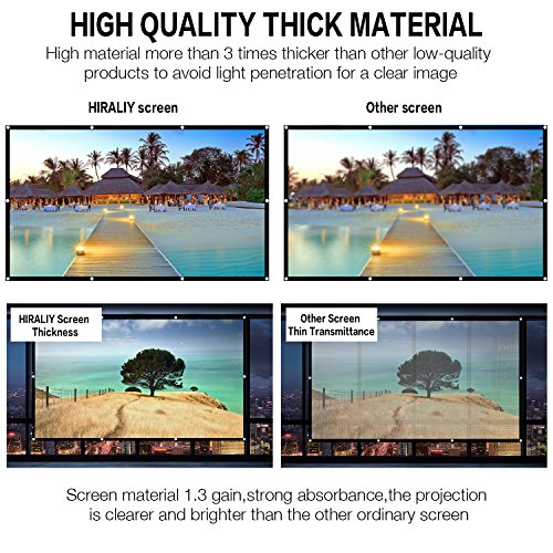 image for HIRALIY 120 inch Projection Movies Screen Portable 16:9 HD 4K Outdoor 