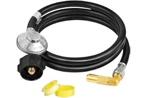Aekops 5 FT Propane Adapter Hose with Regulator for Blackstone 17/22-inch Griddle, Gas Grill Regulator and Hose with 90 Degree Elbow Adapter for Blackstone 5471 Griddle, QCC1 Inlet, CSA Certified