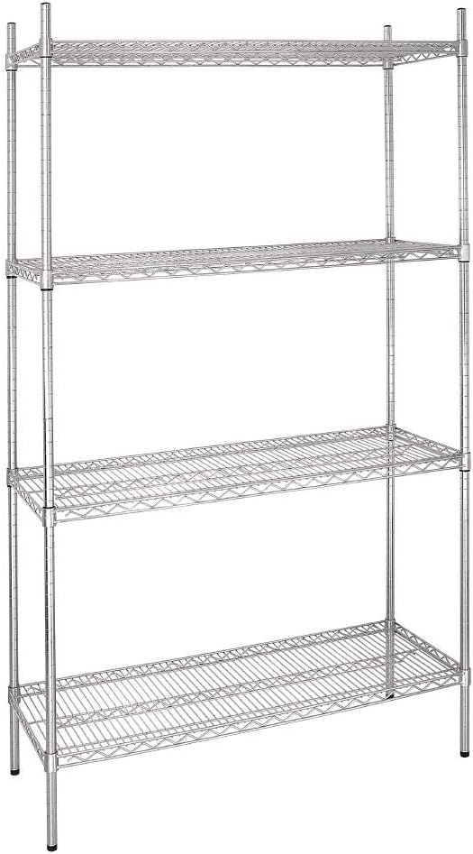 Vogue 4 Tier Wire Shelving Unit Galvanised Zinc Storage Rack 915x460mm 220kg