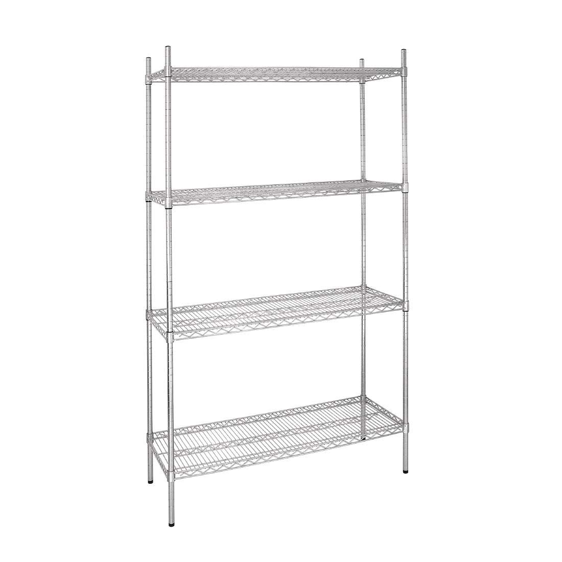 Vogue 4 Tier Wire Shelving Kit 915x460 mm, Galvanised Zinc, Maximum Load: 220 kg, Size: 1853(H) x 915(W) x 460(D)mm, Flat Packed Wire Shelves, L927