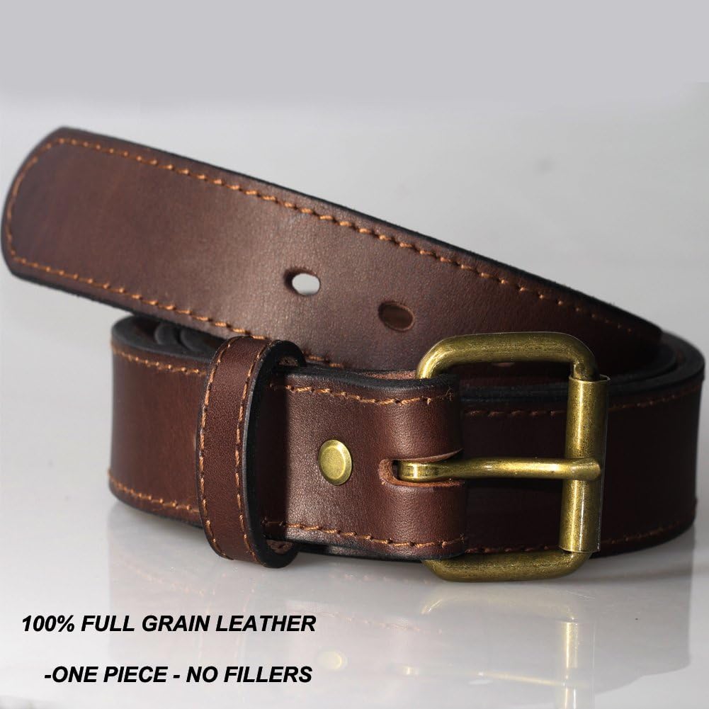 Kmioc Concealed Carry CCW Leather Gun Belt 1 1/2 inch 100% Full Grain Thick Leather Belt for Gun Carry : Clothing