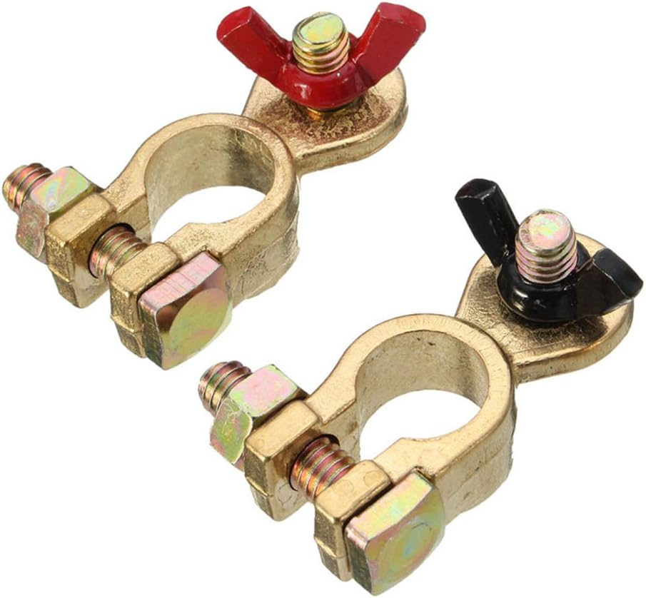 TOTOONE 1 Pair Positive & Nagative Car Battery Terminal Clamp Clip Brass Connector BT1105: Sports & Outdoors