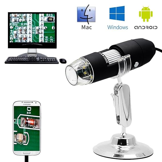 Teepao 1000 x USB Mikroskop Tragbarer Mini Electron Mikroskope für Erwachsene,-in Micro USB Typ C Digital Lupe Endoskop Kamer