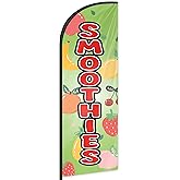 Smoothies Feather Flag for Business Advertising 6 FT Swooper Flag for Storefronts Retailers Shops Food Trucks Events and Fairs (Flagpole Not Included)