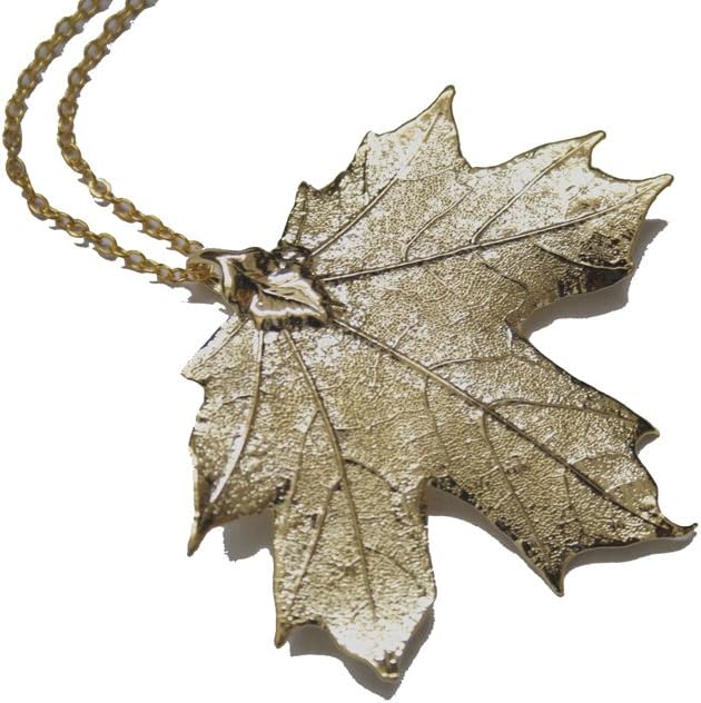 Real Maple Leaf Gold Pendant Necklace