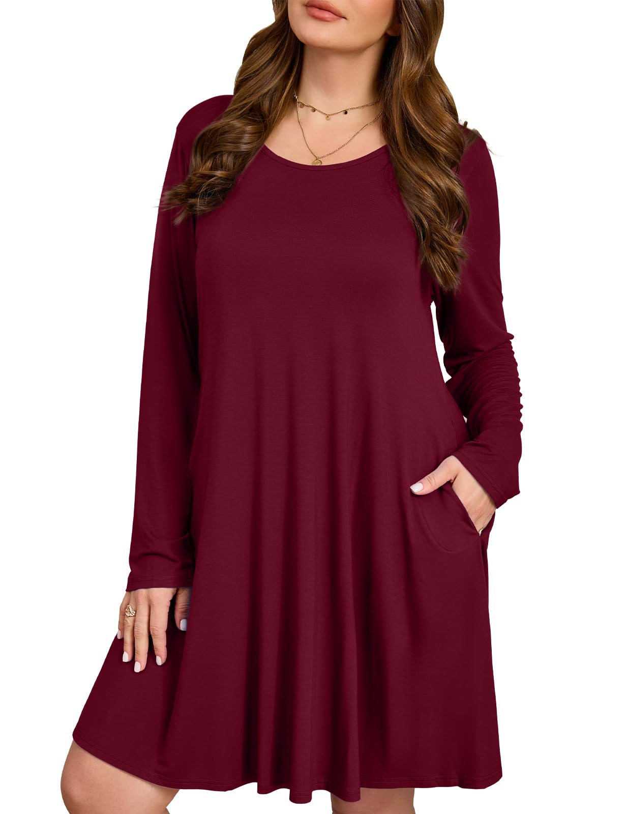JollieLovin Women Long Sleeve Dress with Pockets