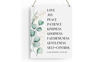 BELLOWDEER Christian Wall Decor Galatians 5:22-23 Fruit Of The Spirit Decor Wooden Hanging Sign Christian Sign Farmhouse Sign Wooden Sign for Living Room Decorative Christian Bible Verse Wall Art 8x10 Inches