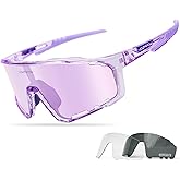 VOZAPOW Photochromic Cycling Glasses for Men Women, UV400 Sports Sunglasses for MTB, Riding, Running, Fishing, Baseball