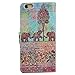 6 Plus Case, iPhone 6s Plus Case, UrSpeedtekLive Tribal Elephants Pattern Premium PU Leather Flip Wristlet Wallet Case Cover for Apple iPhone 6s Plus/ iPhone 6 Plus (Built-in Credit Card/ID Card Slot)