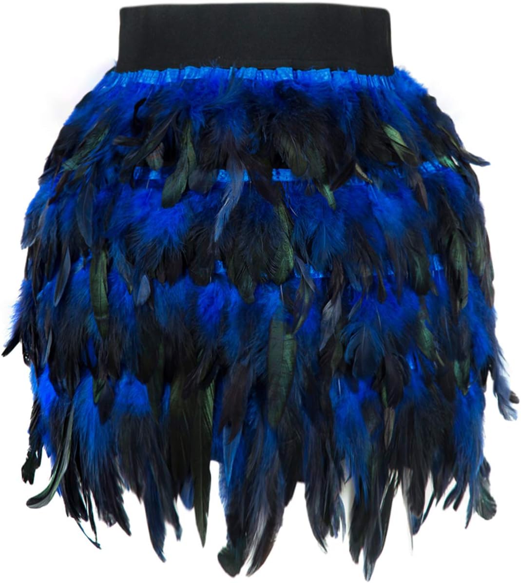 PERSUN Women's Mid Waist A-Line Short Feather Skirt for Party Supply