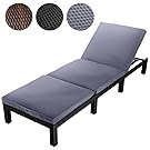 Miadomodo Polyrattan Sun Lounger 195/65/22 cm Day Bed Garden Sofa Patio Terrace Furniture (Black)