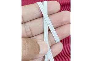Noshad® White, 5mm - 1/5" Flat Elastic Band Cord for Sewing, Dressmaking, Haberdashery and Clothing DIY Arts and Crafts Accessory, Material, Supplies (10Meter - 11Yard)