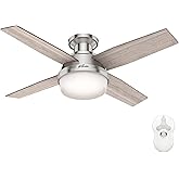 Hunter 44 inch Indoor Ceiling Fan with LED Light and Remote Control - Modern Ceiling Fan, Low Profile Mount, 4 Blades, For Be