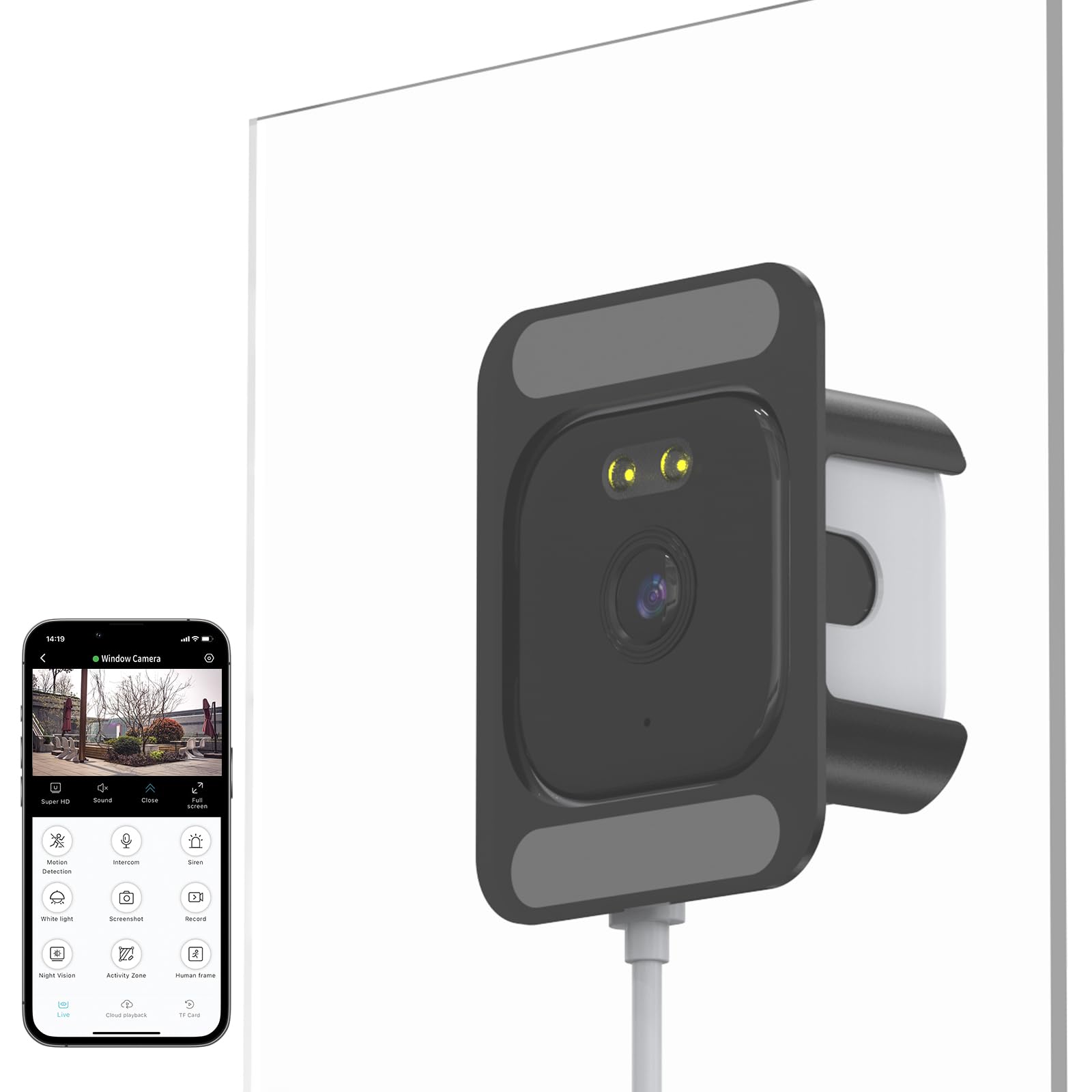 Photo 1 of ANYQOO Window Camera 3MP 2K, Indoor/Outdoor Window Cameras for Home Security with 2 Mounting Include, ChroMax AI Color Night Vision, Motion Detection, 2.4GHz & 5GHz WiFi, 24/7 Recording (1Pack)